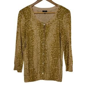 Talbots Size Large Animal Print Cardigan Sweater